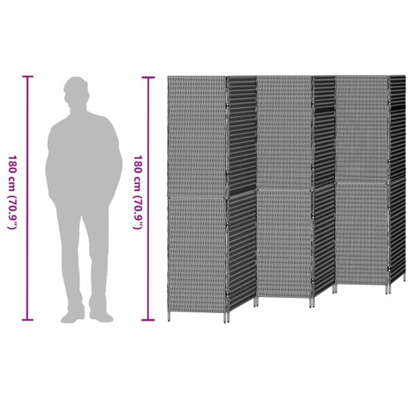 vidaXL Záložník 6 panelov skladací Béžový 294x180 cm Poly Rattan – Obrázok 11