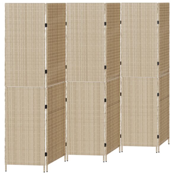 vidaXL Záložník 6 panelov skladací Béžový 294x180 cm Poly Rattan – Obrázok 2