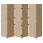 vidaXL Záložník 6 panelov skladací Béžový 294x180 cm Poly Rattan – Obrázok 5