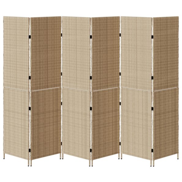 vidaXL Záložník 6 panelov skladací Béžový 294x180 cm Poly Rattan – Obrázok 5