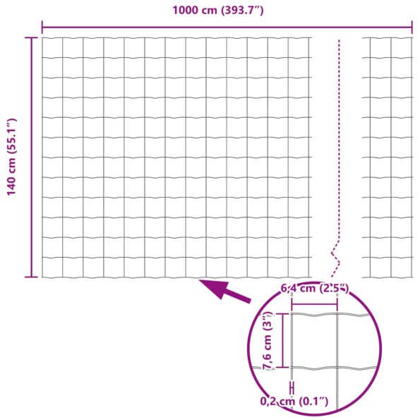 vidaXL Euro plot Zelený 1.4x10 m Oceľ – Obrázok 8