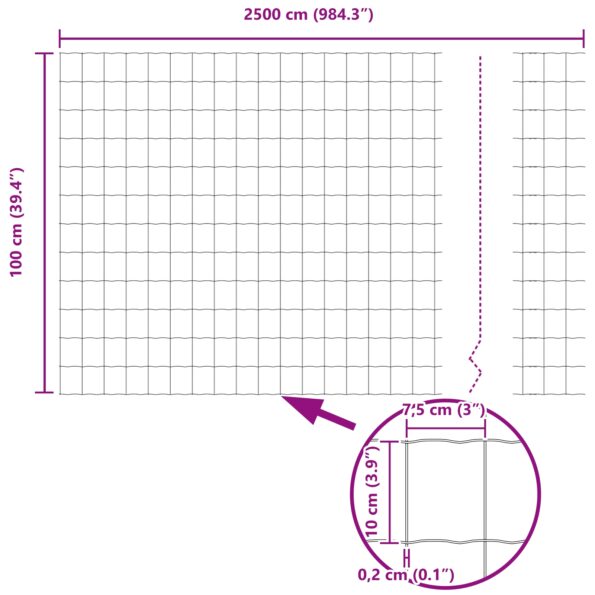 vidaXL Euro plot Sivý 1x25 m Oceľ – Obrázok 8