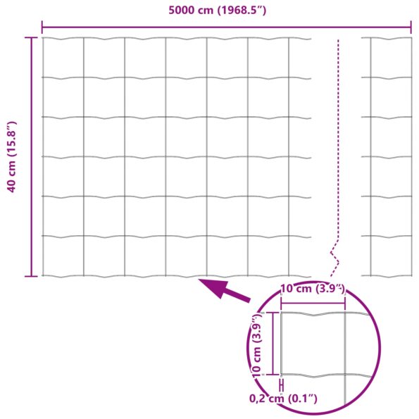 vidaXL Šedý plot 0,4x50 m oceľový – Obrázok 8