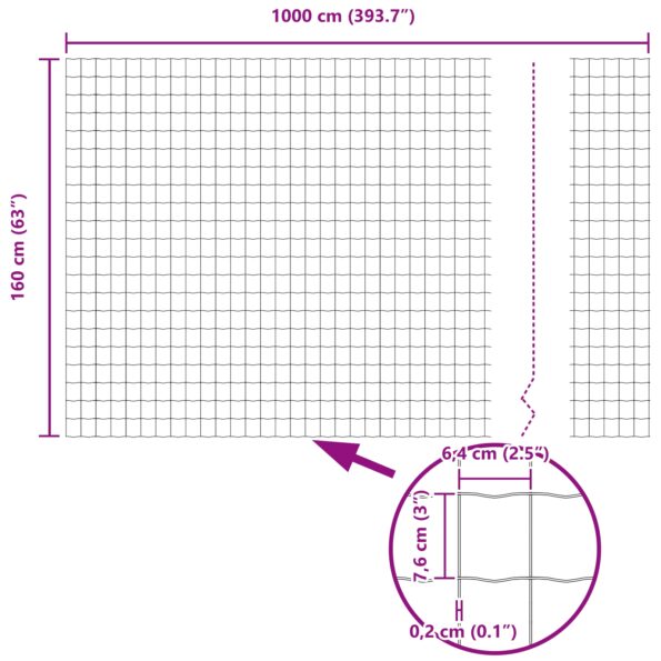 vidaXL Euro plot Grey 1,6x10 m Steel – Obrázok 8