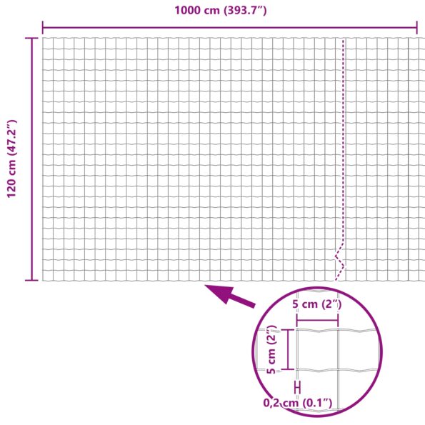 vidaXL Euro plot 1.2x10 m pozinkovaná oceľ – Obrázok 8