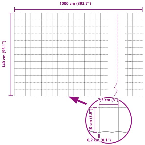 vidaXL Euro Pletivo 1.4x10 m Pozinkovaná oceľ – Obrázok 8