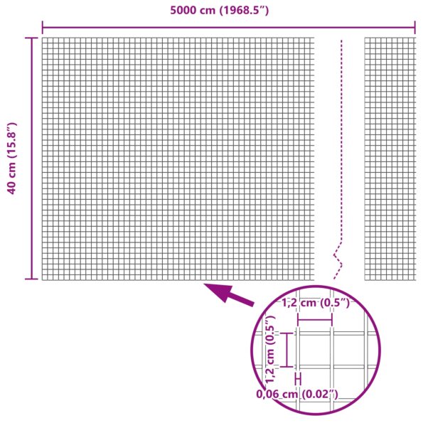vidaXL Zvarovaný drôtový plot 0.4 x 50 m pozinkovaná oceľ – Obrázok 8