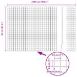 vidaXL Sivý zváraný drôtový plot 0.8x25 m Oceľ – Obrázok 8