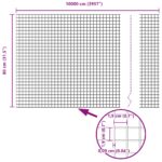 vidaXL Zváraný drôtený plot Sivý 0.8x100 m Oceľ – Obrázok 8