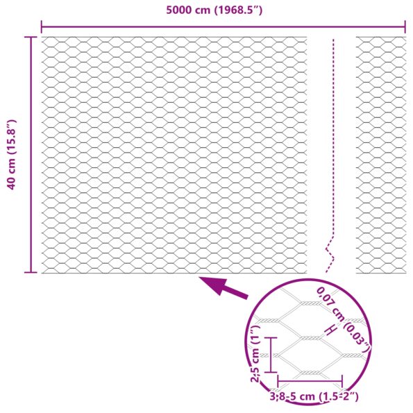 vidaXL Hexagonálne ohradenie Zelené 0.4x50 m Oceľ – Obrázok 8