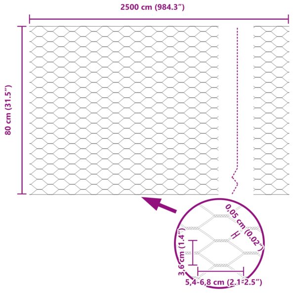 42005679_8.jpg vidaXL Hexagonové oplotenie 0.8x25 m z pozinkovanej ocele – Obrázok 8