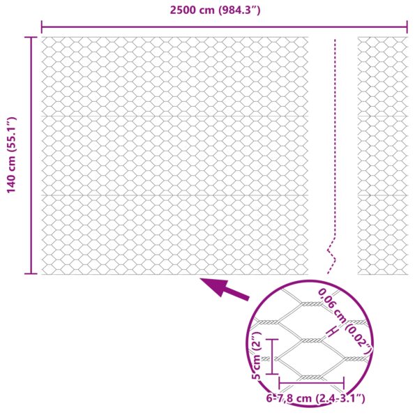 42005692_8.jpg vidaXL hexagonálny plot 1.4x25 m z pozinkovanej ocele – Obrázok 8