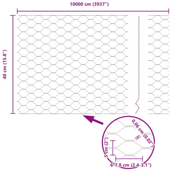 42005740_8.jpg vidaXL hexagonálne oplotenie 0.4x100 m pozinkovaná oceľ – Obrázok 8