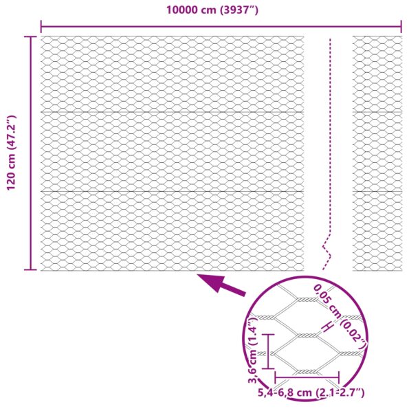 vidaXL Hexagonálny plot 1.2x100 m Pozinkovaná oceľ – Obrázok 8