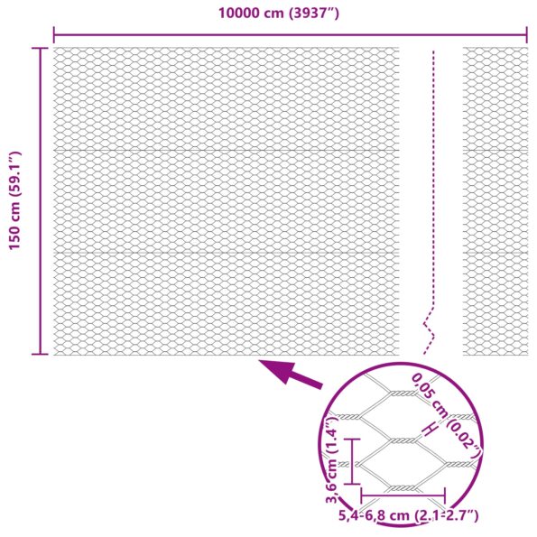 42005767_8.jpg vidaXL Hexagonálne oplotenie 1.5x100 m Pozinkovaná oceľ – Obrázok 8