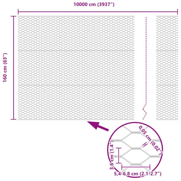vidaXL Hexagónový plot 1.6x100 m z pozinkovanej ocele – Obrázok 8
