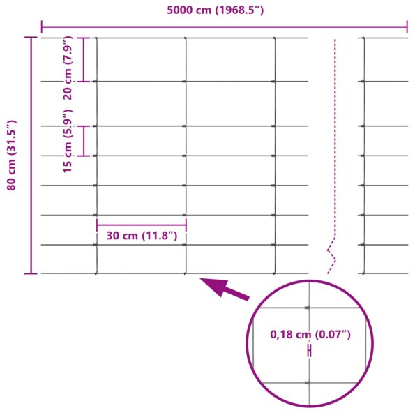 vidaXL Poľný plot 0.8x50 m Pozinkovaná oceľ – Obrázok 8