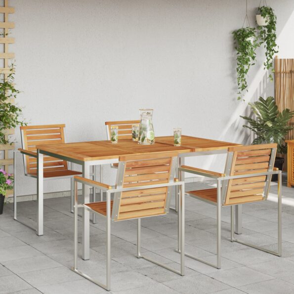 vidaXL Vonkajší jedálenský stôl 150x90x75 cm Masívny teak – Obrázok 4
