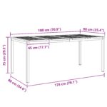 vidaXL Vonkajší jedálenský stôl 180x90x75 cm, masívne drevo týk – Obrázok 10