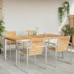 vidaXL Vonkajší jedálenský stôl 180x90x75 cm, masívne drevo týk – Obrázok 4