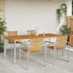 vidaXL Vonkajší jedálenský stôl 200x90x74,5 cm z masívneho akáciového dreva – Obrázok 4
