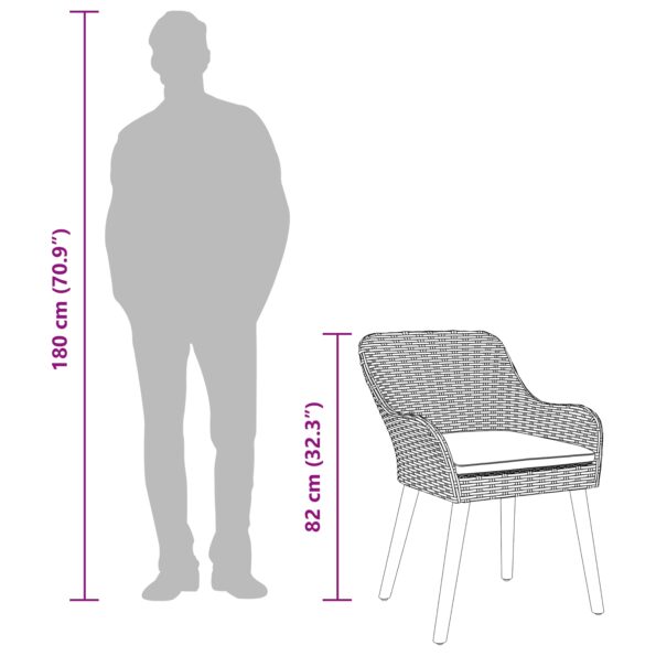 vidaXL Záhradné stoličky s vankúšmi 2 ks Šedý Poly Ratan – Obrázok 11