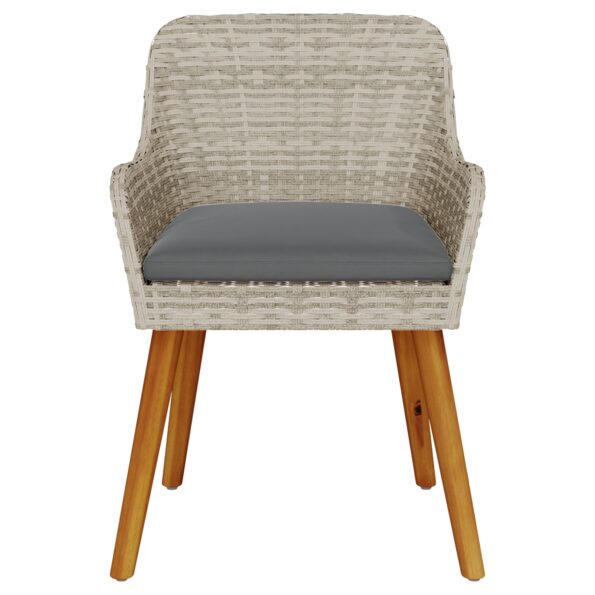 vidaXL Záhradné stoličky s vankúšmi 2 ks Svetlosivá Poly ratan – Obrázok 5