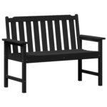 vidaXL Vonkajšia lavička Čierna 120 cm HDPE – Obrázok 2