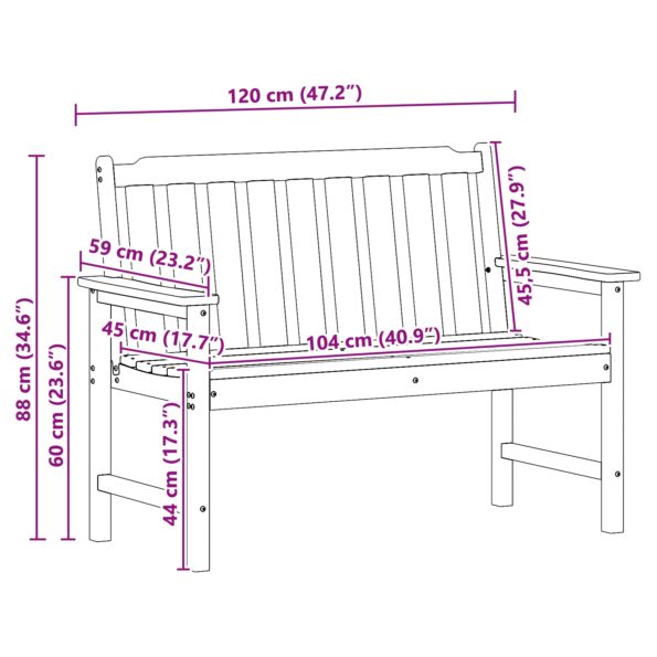 vidaXL Záhradná lavička Svetlosivá 120 cm HDPE – Obrázok 11