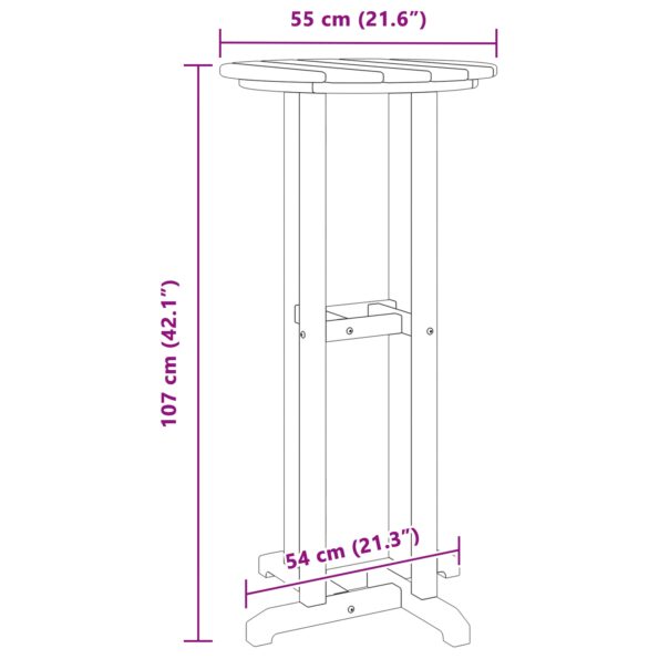 vidaXL Barový stôl Čierna 55 x 55 x 107 cm Polyetylén – Obrázok 10