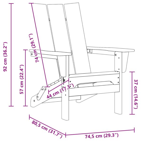 vidaXL Skladacia Adirondack stolička Svetlosivá 74,5x80,5x90 cm HDPE – Obrázok 10