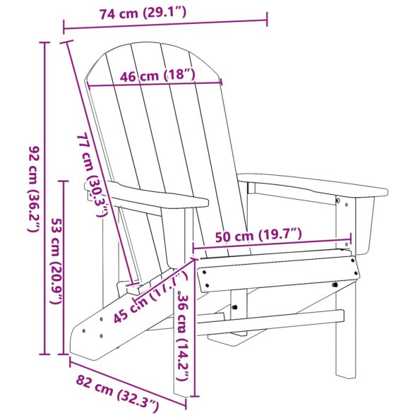 vidaXL Adirondack stolička Biela 82 x 74 x 92 cm HDPE – Obrázok 9