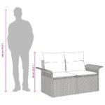 vidaXL 2-miestna záhradná pohovka s vankúšmi Hnedý Poly Ratan – Obrázok 9