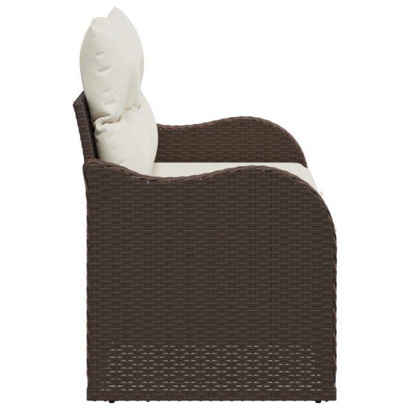 vidaXL 2-miestna záhradná pohovka s vankúšmi hnedá poly ratan – Obrázok 4