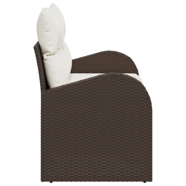 vidaXL Dvojmiestna záhradná pohovka s úložným priestorom a vankúšmi Hnedý poly ratan – Obrázok 4