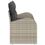 vidaXL Dvojmiestna záhradná pohovka s úložným priestorom a vankúšmi svetlosivá poly ratan – Obrázok 6