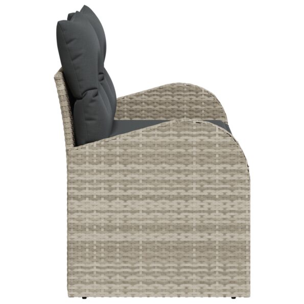 vidaXL Dvojmiestna záhradná pohovka s úložným priestorom a vankúšmi svetlosivá poly ratan – Obrázok 6