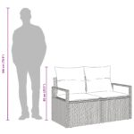 vidaXL 2-miestna záhradná pohovka so úložným priestorom a vankúšmi v šedej farbe z poly ratanového materiálu – Obrázok 9
