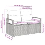 vidaXL 2-miestna záhradná pohovka s úložným priestorom a vankúšmi béžová poly ratan – Obrázok 8