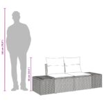 vidaXL pohovka pre 2 osoby so vankúšmi sivý polyratan – Obrázok 7