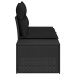 vidaXL pohovka pre 2 osoby s vankúšmi čierna polyratan – Obrázok 6