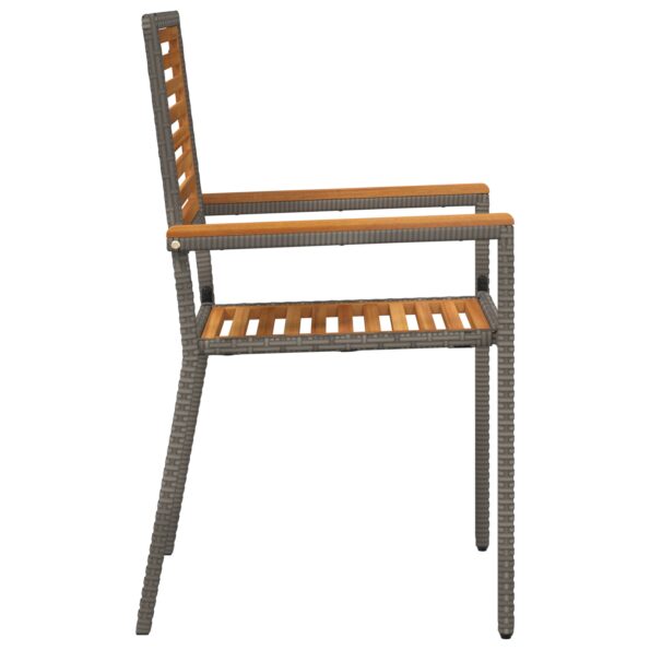 vidaXL Záhradné stoličky s vankúšmi 2 ks, šedé z poly ratanu – Obrázok 6