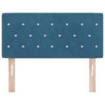 vidaXL Čelo postele s kryštáľovými gombíkmi, zamatové, tmavomodré, 90 cm – Obrázok 4