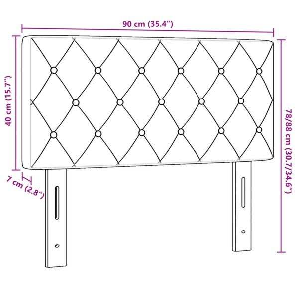 vidaXL Čelo postele s kryštáľovými gombíkmi, zamatové, tmavomodré, 90 cm – Obrázok 8