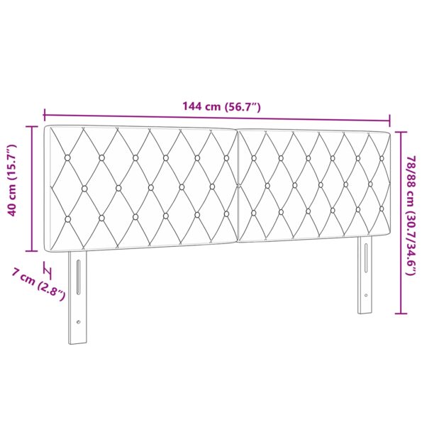 vidaXL Čelo postele s kryštáľovými gombíkmi, prešívané, svetlosivé, 140 cm, zamatové – Obrázok 8