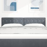 vidaXL Čalúnené čelo postele s kryštálovými gombíkmi tmavošedé 140 cm z velsu – Obrázok 3