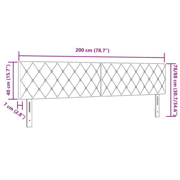 42007106_8.jpg vidaXL Čelo postele s krystalovými gombíkmi, zamatové, tmavošedé, 200 cm – Obrázok 8