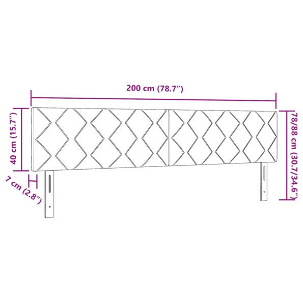vidaXL Čelo postele dizajn Diamantové bloky svetlosivá 200 cm zamat – Obrázok 6