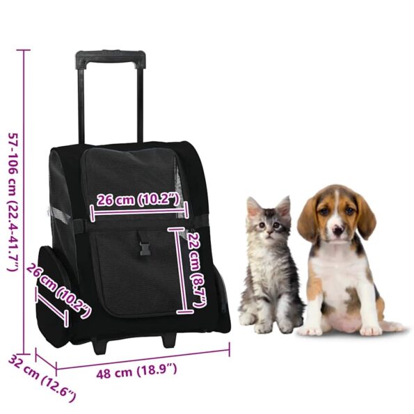 42007372_12.jpg vidaXL Vozík pre domáce zvieratá 3 v 1 dizajn čierny 48x32x57 cm oxfordská látka – Obrázok 12