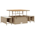 vidaXL 3-dielny záhradný jedálenský set s vankúšmi béžový polyratan akácia – Obrázok 2